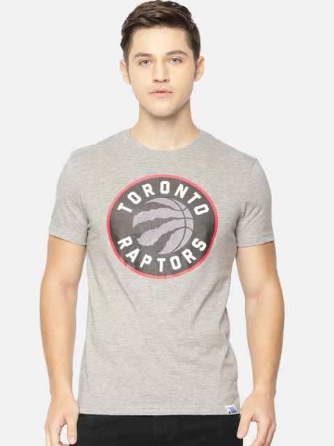 

NBA Men Grey Melange Printed Round Neck T-shirt