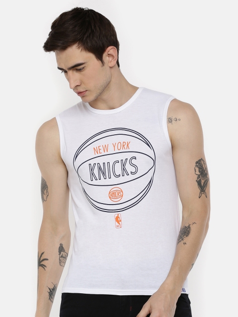 

NBA Men White Printed Round Neck New York Knicks T-shirt