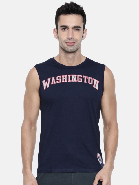 

NBA Men Navy Blue Printed Round Neck T-shirt