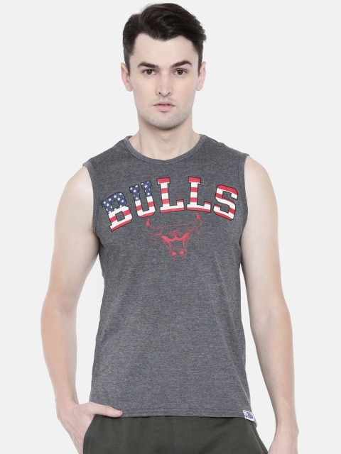 

NBA Men Charcoal Grey Printed Round Neck T-shirt