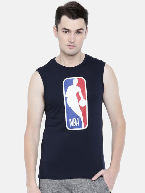 

NBA Men Navy Blue Printed Round Neck T-shirt