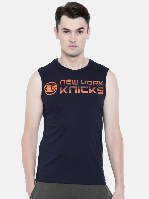 

NBA Men Navy Blue Printed Round Neck T-shirt