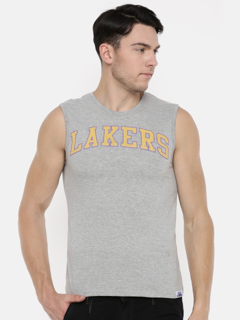 

NBA Men Grey Melange LA Lakers Printed T-shirt