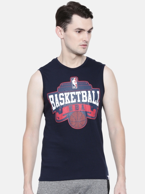 

NBA Men Navy Blue Printed Round Neck T-shirt