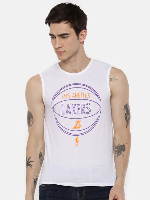 

NBA Men White Printed Round Neck Los Angeles Lakers T-shirt