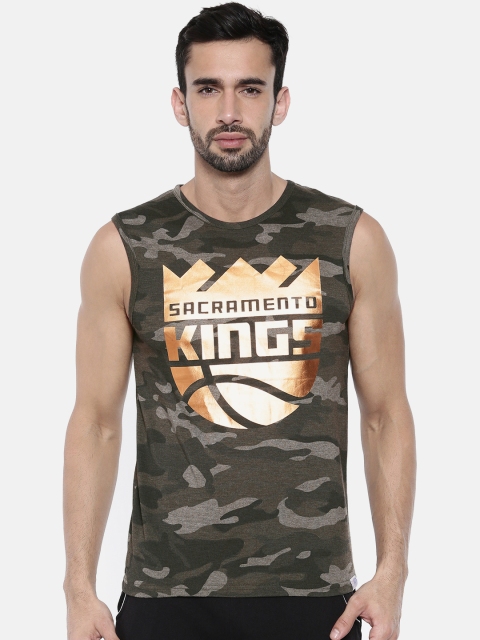 

NBA Men Olive Green Printed Round Neck T-shirt