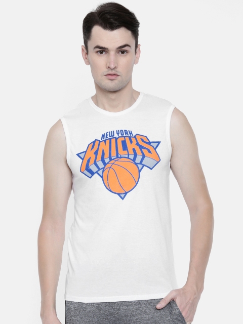 

NBA Men White Printed Round Neck New York Knicks T-shirt