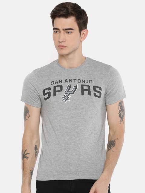 

NBA Men Grey Melange Printed Round Neck T-shirt