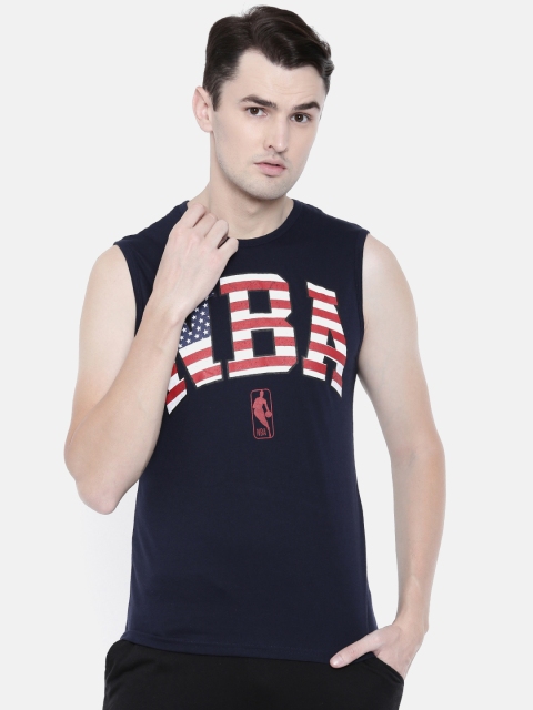 

NBA Men Navy Blue Printed Round Neck T-shirt