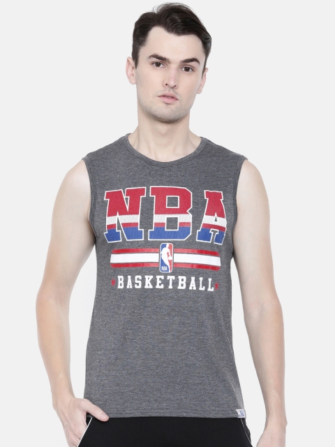 

NBA Men Charcoal Grey Printed Round Neck T-shirt