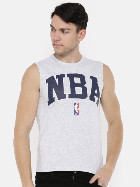 

NBA Men Grey Melange Printed Round Neck T-shirt