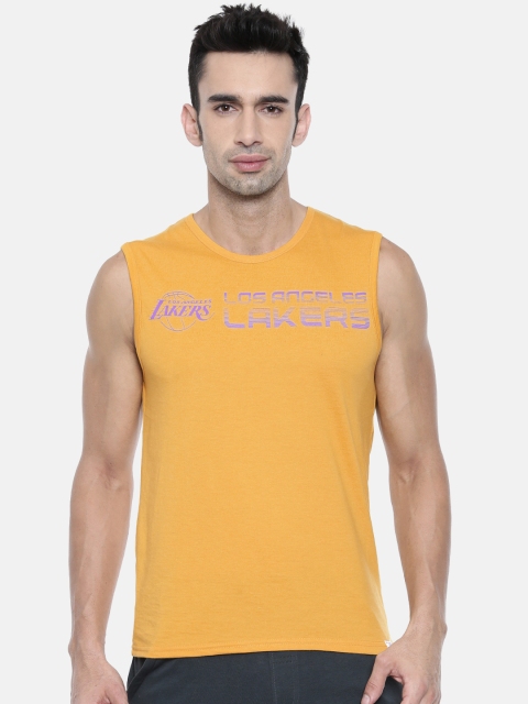 

NBA Men Yellow Printed Round Neck T-shirt