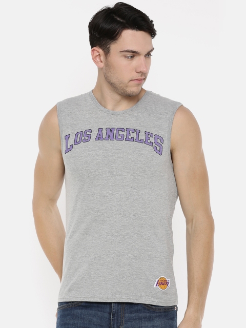 

NBA Men Grey Melange Printed Round Neck T-shirt