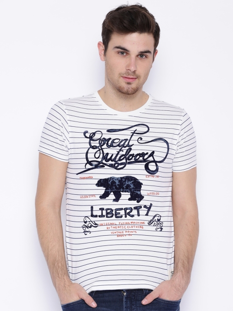 

Flying Machine White Striped T-shirt