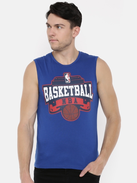 

NBA Men Blue Printed Round Neck T-shirt