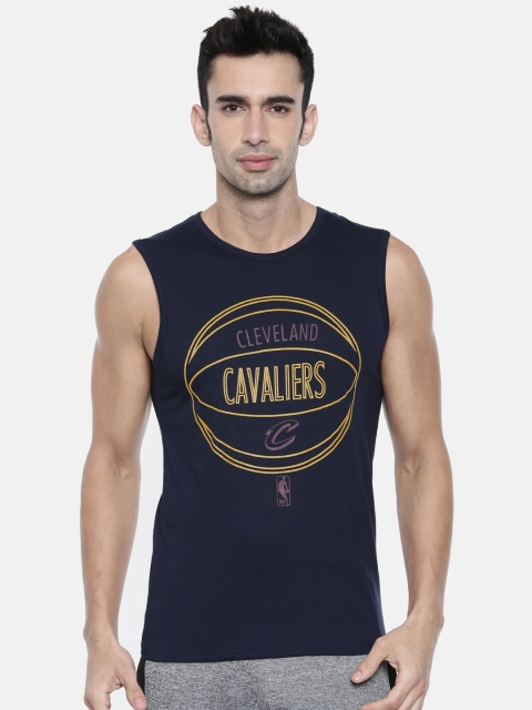 

NBA Men Navy Blue Printed Round Neck Sleeveless T-shirt