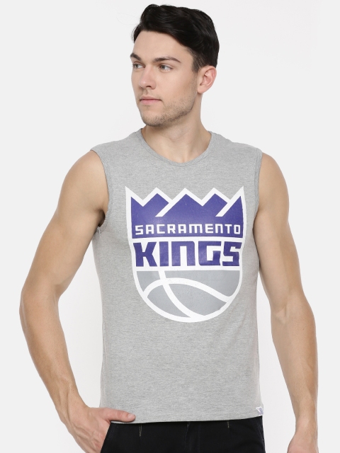 

NBA Men Grey Melange Printed Round Neck T-shirt