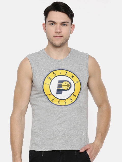 

NBA Men Grey Melange Printed Round Neck T-shirt
