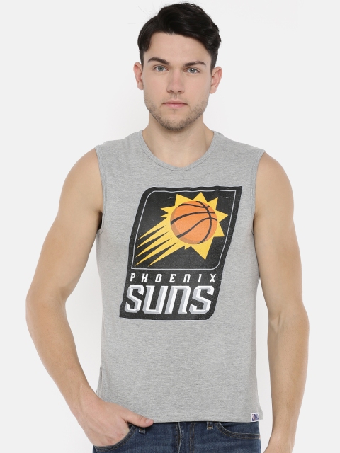 

NBA Men Grey Melange Printed Round Neck T-shirt