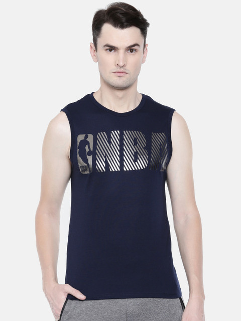 

NBA Men Navy Blue Printed Round Neck T-shirt