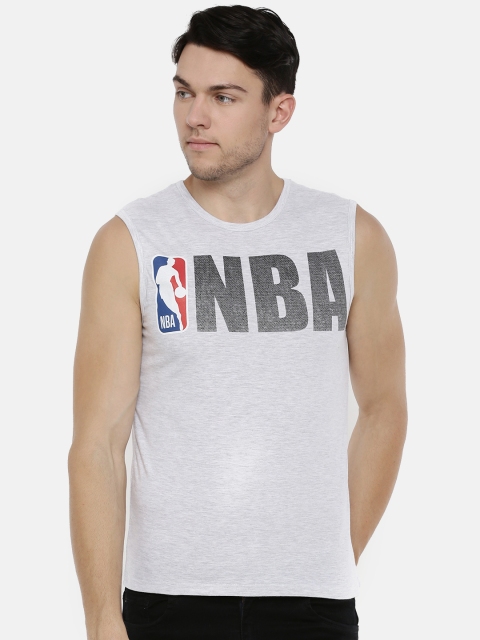 

NBA Men Grey Melange Printed Round Neck T-shirt