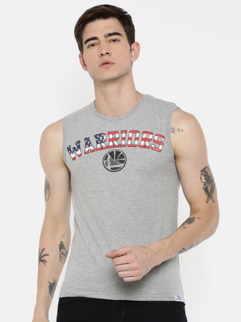 

NBA Men Grey Melange Printed Round Neck T-shirt