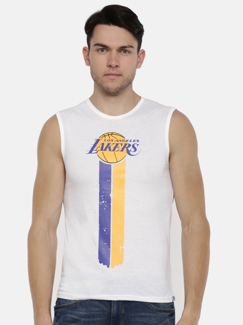 

NBA Men White Printed Round Neck T-shirt