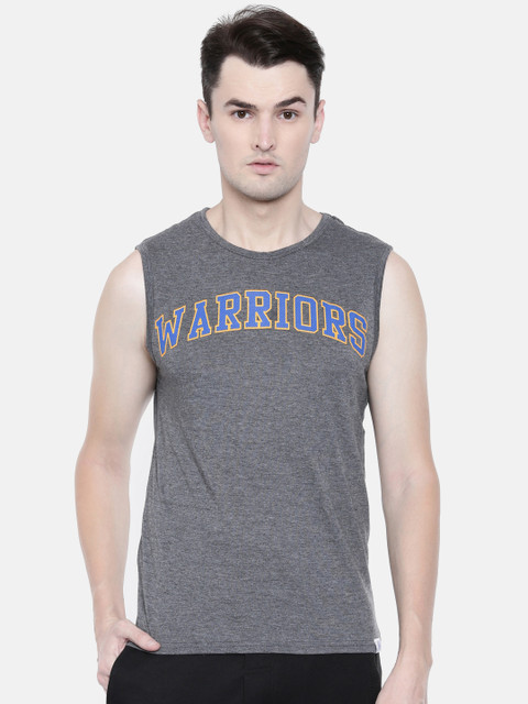 

NBA Men Charcoal Grey Printed Round Neck Golden State Warriors T-shirt