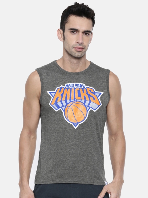 

NBA Men Charcoal Grey Printed Round Neck T-shirt