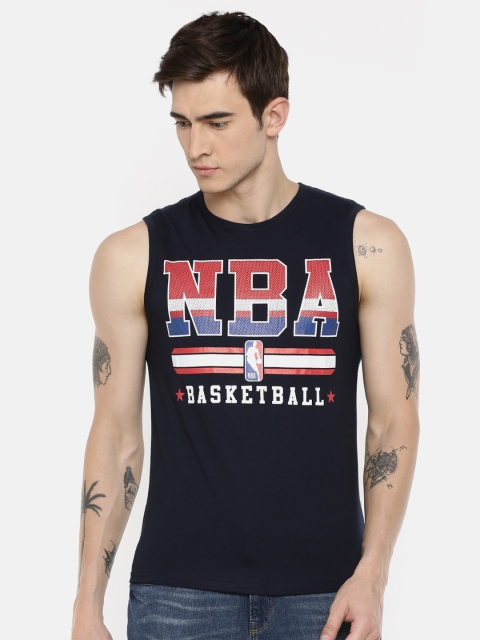 

NBA Men Navy Blue Printed Round Neck T-shirt