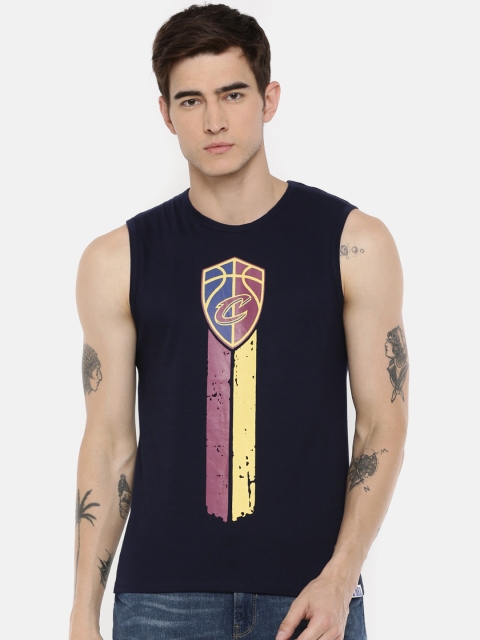 

NBA Men Navy Blue Printed Round Neck T-shirt