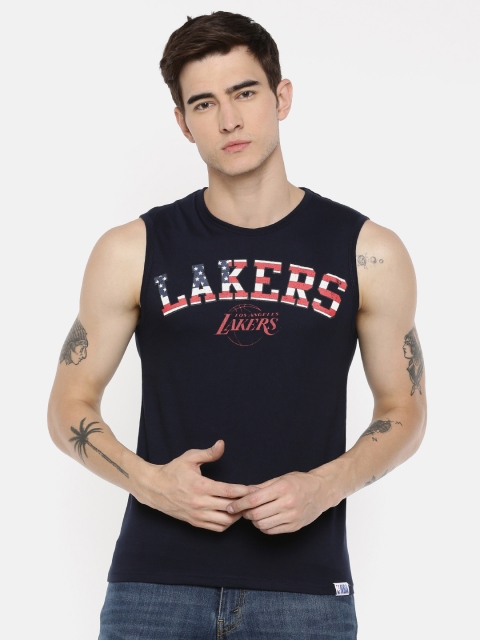 

NBA Men Navy Blue Printed Round Neck T-shirt