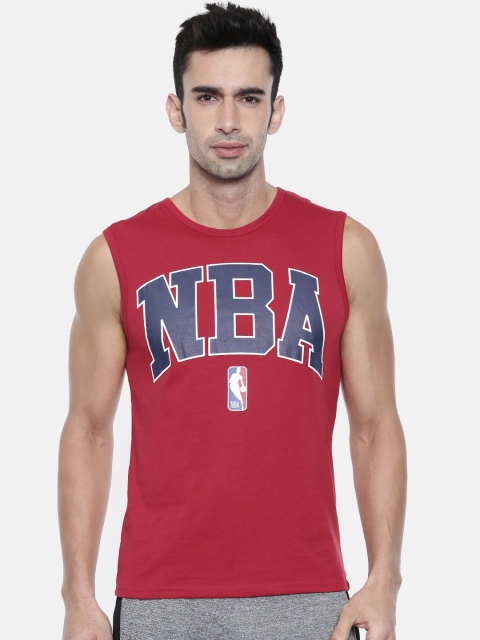 

NBA Men Red Printed Round Neck Sleeveless T-shirt