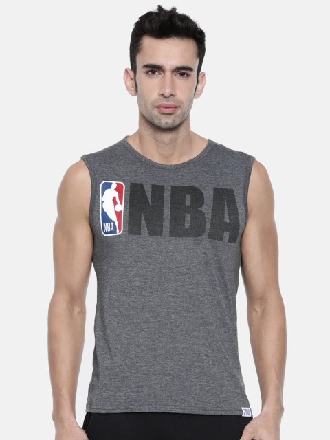 

NBA Men Charcoal Grey Printed Round Neck T-shirt