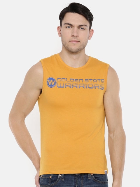 

NBA Men Mustard Yellow Printed Round Neck T-shirt