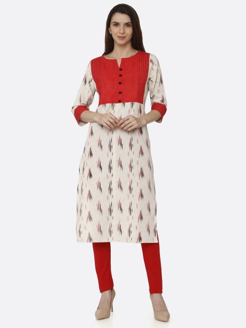 

RAISIN Women Cream-Coloured Printed A-Line Kurta