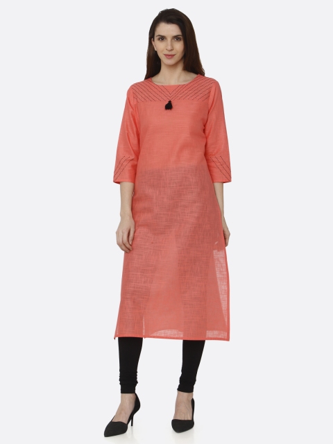 

RAISIN Women Pink Solid Straight Kurta