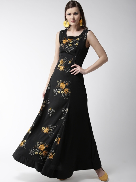 

WoowZerz Women Black & Orange Printed Maxi Dress