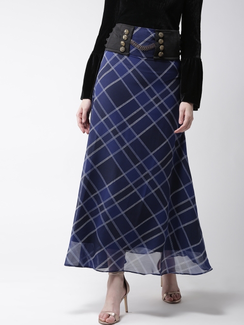 

WoowZerz Women Blue & White Checked Maxi A-line Skirt