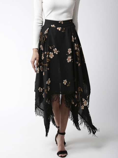 

WoowZerz Women Black Printed Midi A-Line Skirt