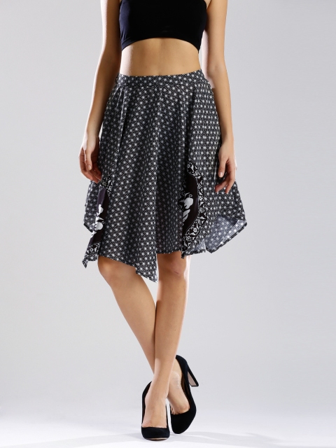 

DressBerry by Rahul Mishra Black & White Printed Flared Skirt