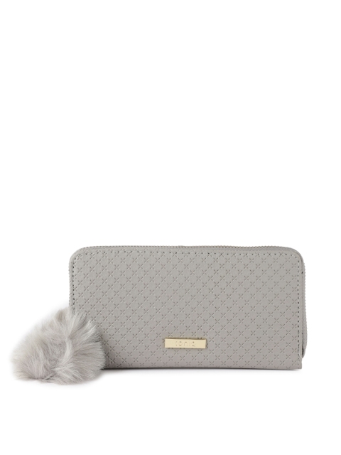 

ToniQ Women Grey Textured Zip Around Wallet