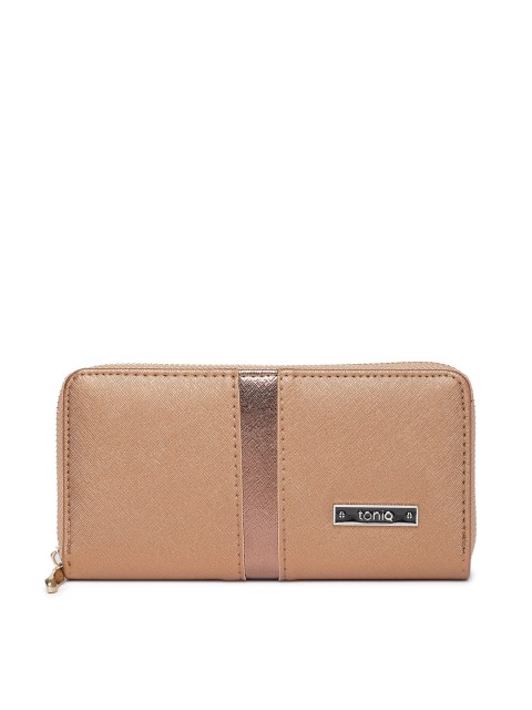 

ToniQ Women Gold-Toned Solid Zip Around Wallet