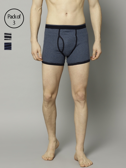 

Marks & Spencer Men Pack of 3 Striped Trunks T144842, Blue