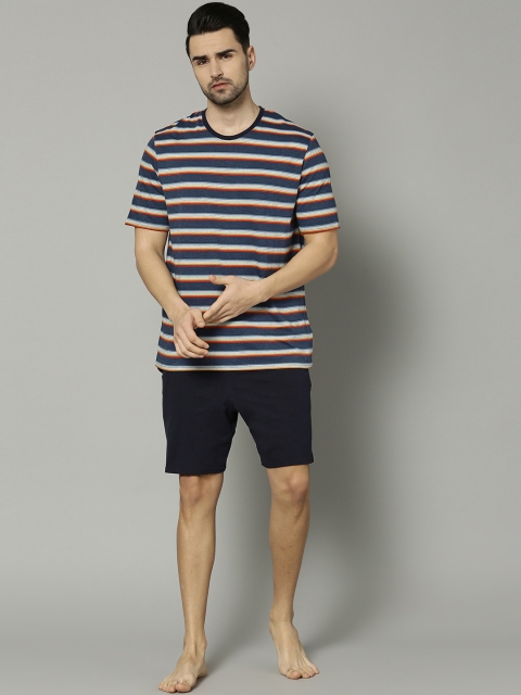 

Marks & Spencer Men Navy Blue Striped Night Suit T072066
