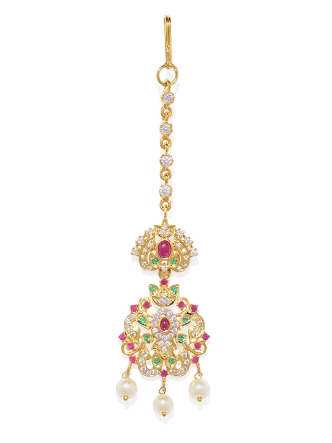 

AccessHer Women Gold-Plated Handcrafted Kundan Maang Tika