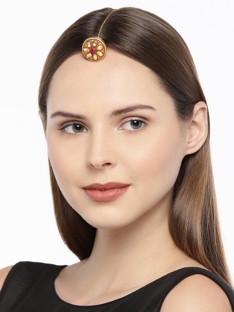 

AccessHer Women Gold-Plated & Red Maang Tika