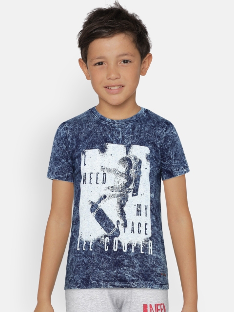 

Lee Cooper Boys Navy Blue & White Printed Round Neck T-shirt