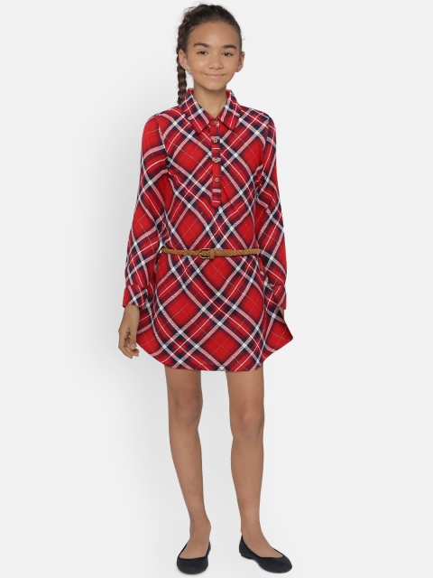 

Lee Cooper Girls Red & Navy Blue Checked Shirt Dress
