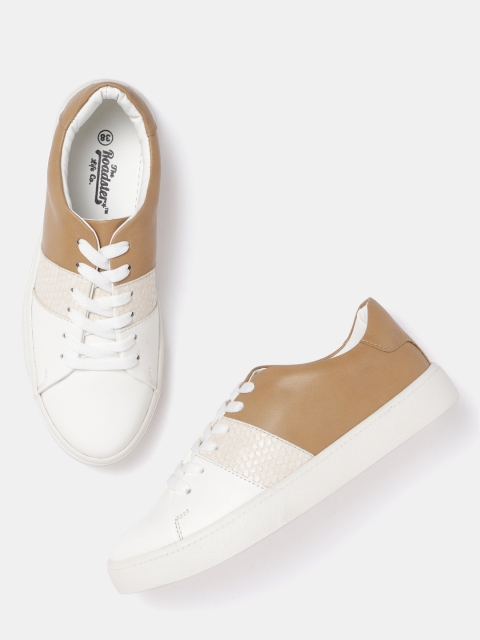 

Roadster Women Off-White & Brown Colourblocked Sneakers